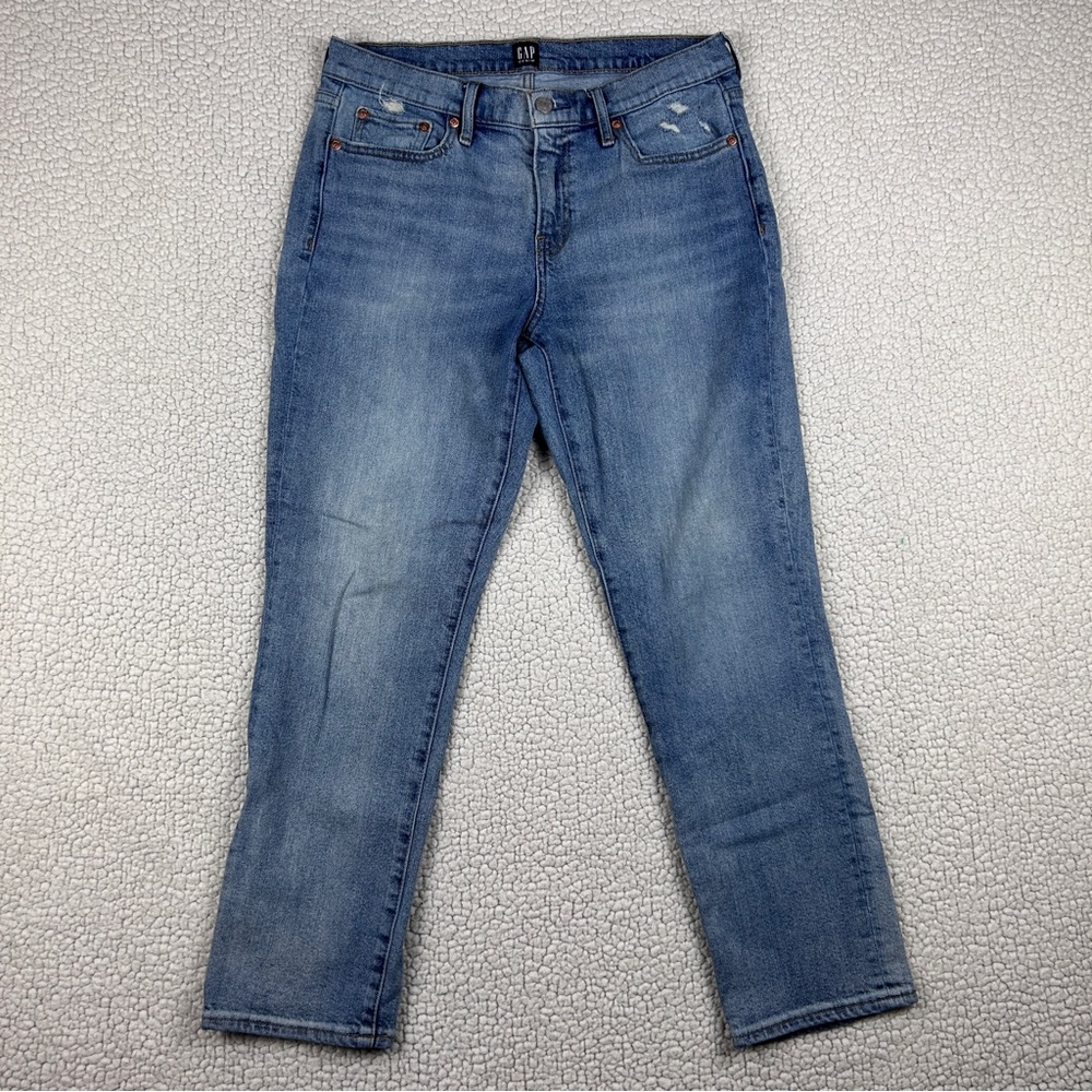 Gap Women’s Girlfriend Jeans Size 29 Light Blue Wash Mid Rise Stretch
